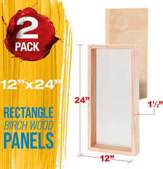 12″ X 24″ Unfinished Cradled Wood Panels for Painting, Gallery 1-1/2″ Deep (2 Pa