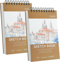 5.5″ x 8.5″ Small Sketch Book, Top Spiral Bound Sketch Pad, 100 Sheets Each 68lb