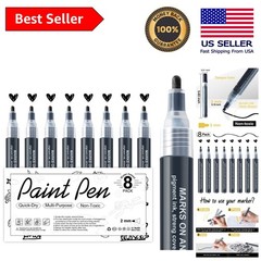 Water-Based Black Paint Markers, 8 Pack for Smooth Drawing on Any Surface