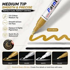 Paint Markers 4 Colors Oil Based Paint Pens – Gold, Silver, Black & White Perman