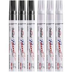 White and Black Paint Pens, 6 Pack Oil Based Permanent Markers – Medium Tip, …