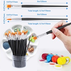 Small Paint Brushes Bulk 200 Pcs Black Nylon Hair Flat Round for Oil Acrylic