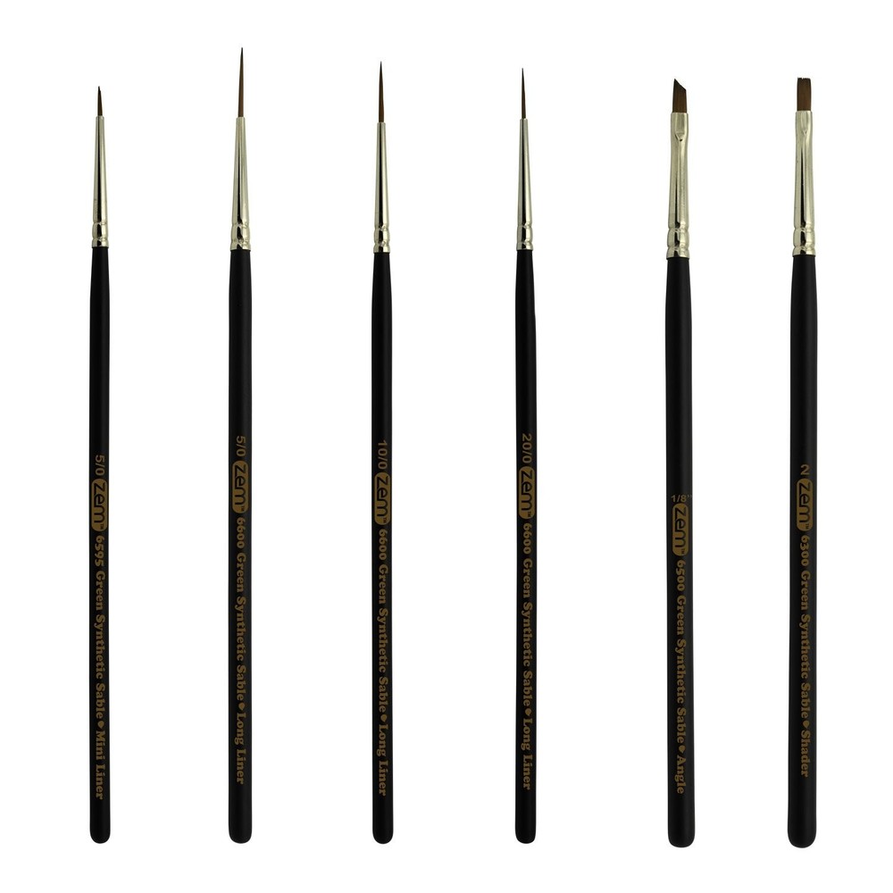 ZEM Brush Synthetic Sable Detail Brush Set Sizes Long Liners 20/0,10/0,5/0 Mi…