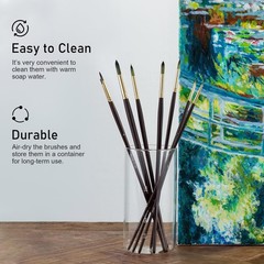 9 PCS Round Paint Brushes Set, Professional Nylon Paint Brushes, Long Handle …