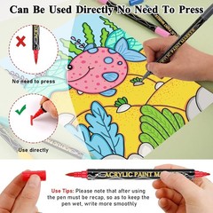 60 Vibrant Dual Tip Acrylic Paint Markers for Artistic Expression – Non-Toxic
