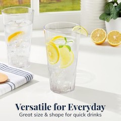 Palmetto [Set of 16] 20 ounce Plastic Stackable Water Tumblers in Clear,
