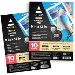 Arteza Canvas Pad 9X12 Inches Pack Of 2 20 Glue-Bound Sheets Of Pre-Premiumd