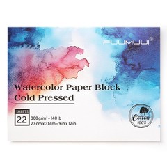 1 PCS Watercolor Paper Block Pad 9×12 Inch 140lb 300gsm 22 Sheets AcidFree