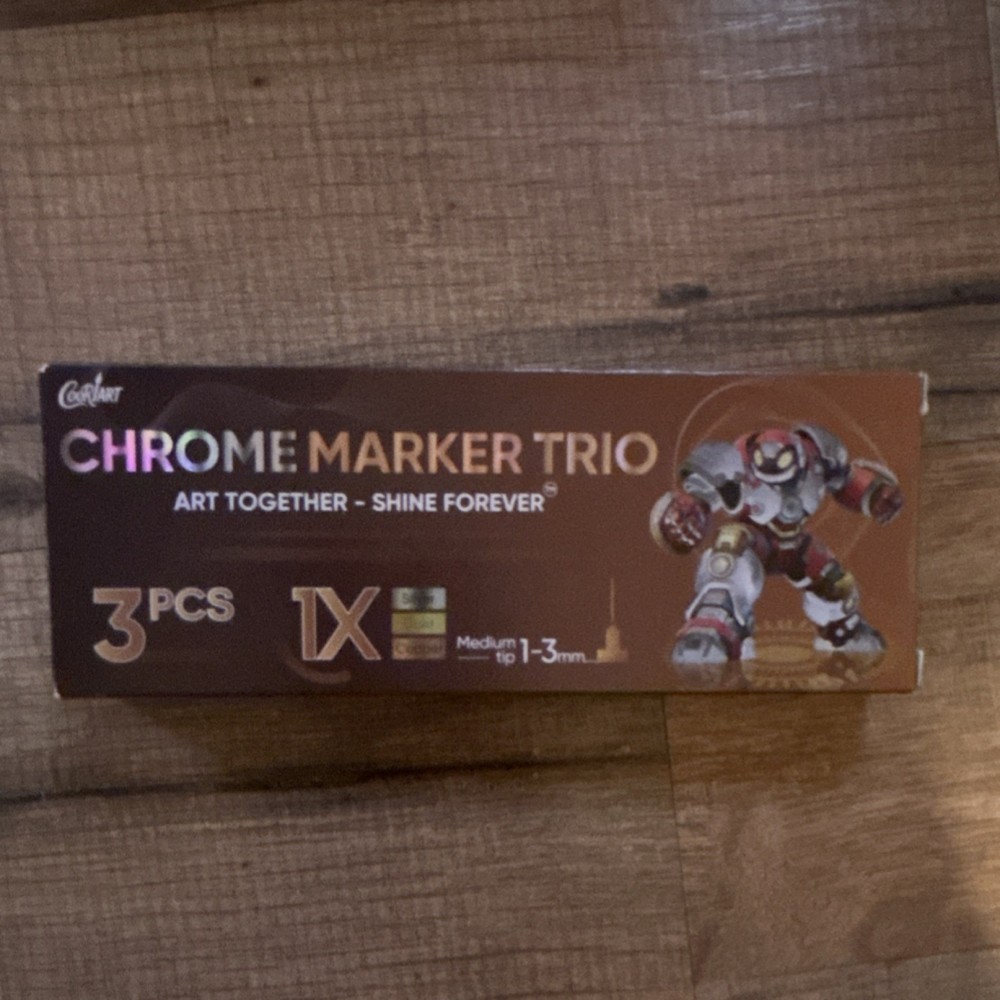 CorArt Chrome Marker Trio Metallic Paint Marker Pens Gold Silver Copper 3pcs
