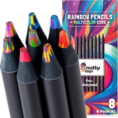 Jumbo Rainbow Pencils – 8 Pre-Sharpened Multicolored Pencils, Top Boy & Girl Sto