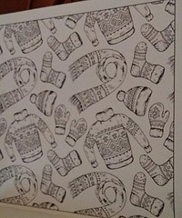 ADULT COLORING BOOK Advanced WINTER WONDERLAND Mitten Hats Deer Cardinal Sweater
