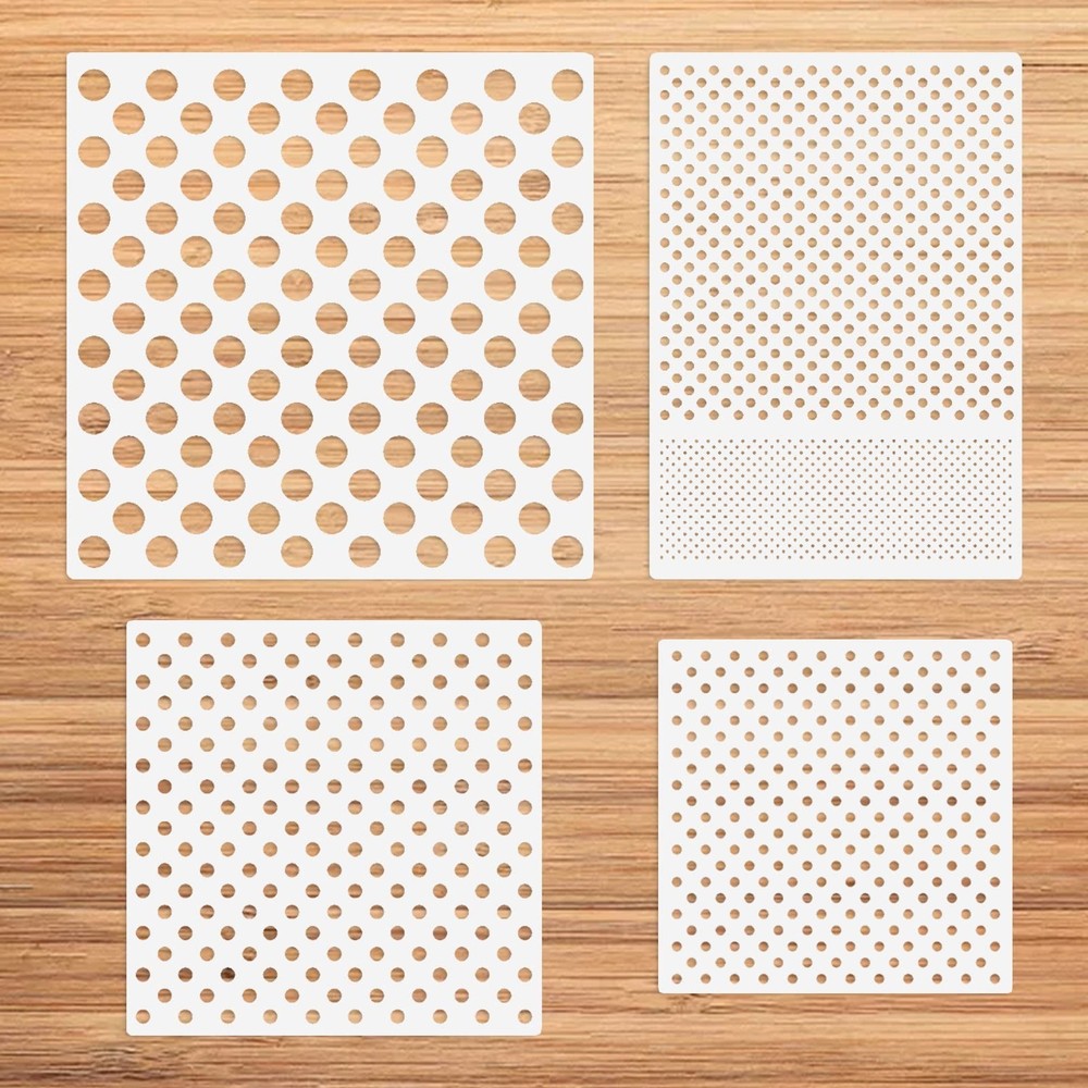 CIEOMODA Polka Dots Stencils,4 Pack Assorted Sizes Reusable Circle Pattern Pl…