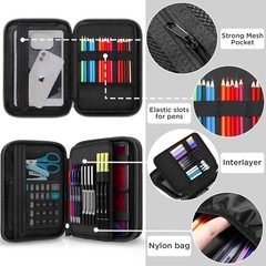 Zannaki Big Capacity Storage Pouch Marker Pen 10.5 x 7.9 x 1.3 inches, Black