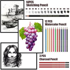 , Sketching Pencil Set Drawing Pen Charcoal Sketch Kit Cover Graphite Charcoa…