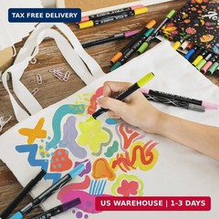 24 Colors Acrylic Paint Markers, Dual Tips Acrylic Paint Pens with Fine Tip and