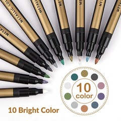 10 Color Metallic Markers, Glitter Metallic Acrylic Paint Pens, Permanent Spa…