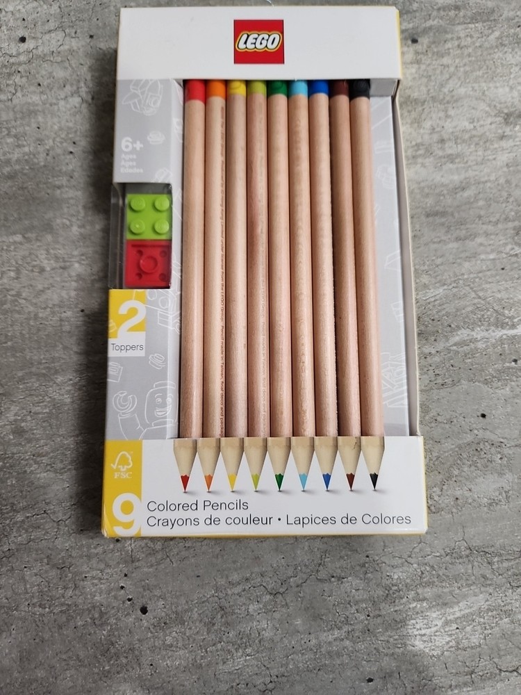 Lego Colored Pencils 9ct With 2 Lego Toppers Legoland Souvenir Art Supplies