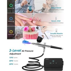 Professional Airbrush Kit with Compressor High Precision 0.2 0.3 0.5mm Nozzles