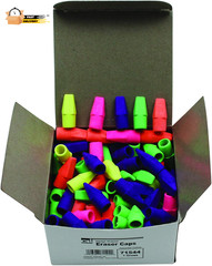 Pencil Eraser Caps, Latex Free, Assorted Colors, 144/Box (71544)