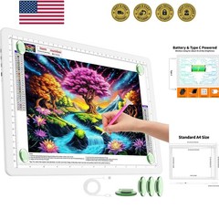 Rechargeable A4 Light Pad for Diamond Painting, Ultra Bright Tracing Light Bo…