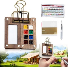 Mini Watercolor Paint Set Pocket Travel Water Color Set with 16 Color Sketchbook