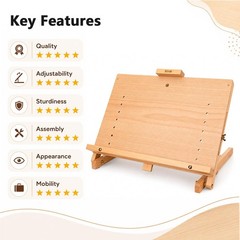 Tabletop Easel Stand for Painting, Solid Beech Wood, Natural