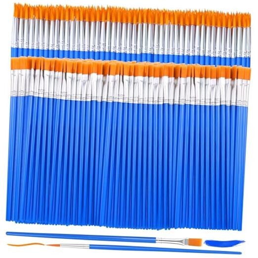 240 Pcs Small Paint Brush Bulk – Flat Fine Tip Artist Paint – Flat and Round
