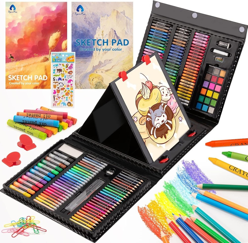 240-Piece Art Set with Trifold Easel, Drawing & Craft Kit for Kids Ages 4-12