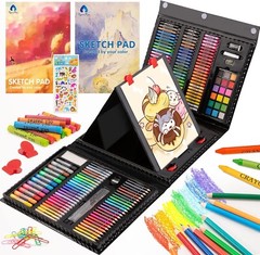 240-Piece Art Set with Trifold Easel, Drawing & Craft Kit for Kids Ages 4-12