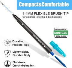 80 Pack Blue Drawing Pen Set,20 Color Double Tip Brush Pens 20 Color Gel Pens wi