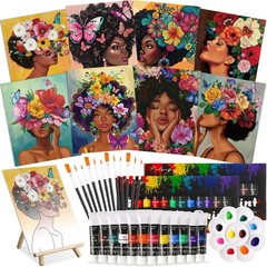 Flower Lady Sip and Paint Kit Cholemy 36 Pcs 8×10 Canvas