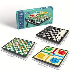 3 In 1 Game Magnetic Travel Chess Game, Foldable Portable Chess Board Game