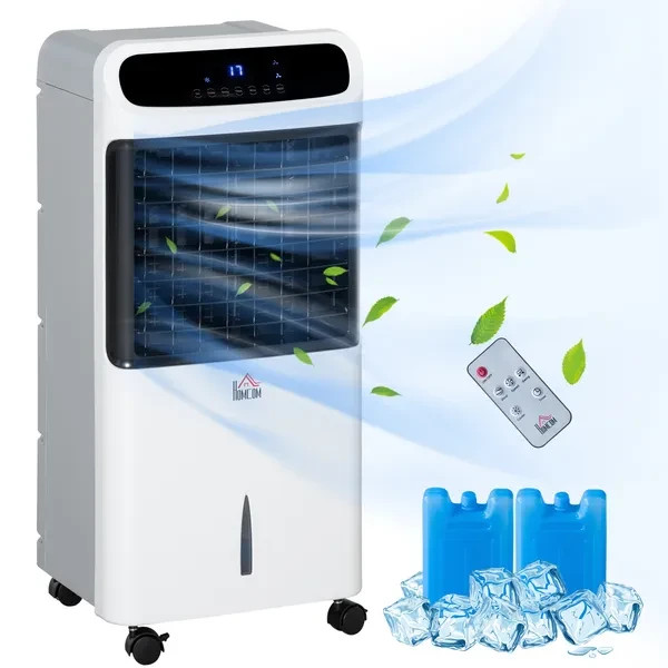 32″ Portable Air Cooler, 3-In-1 Evaporative Cooling, Ice Fan, Water Conditioner,
