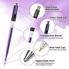 Retractable Glitter Gel Pens, 12 Colors Large Capacity Purple Glitter Metalli…
