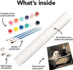 Halloween Paint by Numbers Kit for Adults, Ghost Oil Painting by Numbers with Br