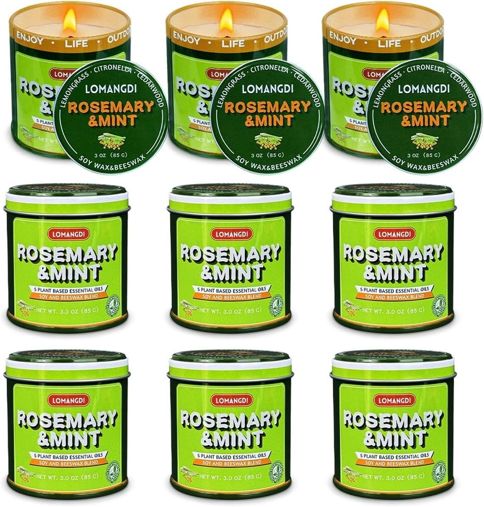 Rosemary Mint Scent Candles 9-Pack | 3oz Aromatherapy 3oz*9pack, Green