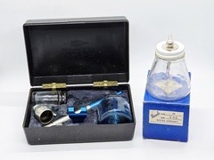 VINTAGE Badger Paint Airbrush 150-IL In Case & Paaschs Type H Bottle Assembly