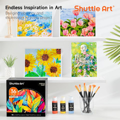 Shuttle Art Acrylic Paint, 36 Colors Acrylic Paint Set with Brushes & Palette, 2