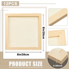 12 Pcs 8 x 8” Wood Panel Boards, Unfinished Wood Canvas Panels for Painting …