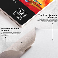 12 Sheets Canvas Paper Pad 9”X12”, 350 GSM Canvas Sheets Glue Bound Canvas Sketc