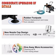 Airbrush Kit with Compressor Dual Action Gravity Feed 120W 110V Airbrushing