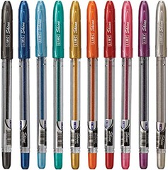 Shine Glitter Gel Pen, 10 CT Assorted | 1.0mm Medium Tip Size, Contoured