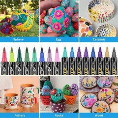 60 Vibrant Dual Tip Acrylic Paint Markers for Artistic Expression – Non-Toxic