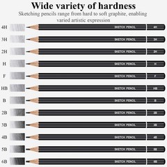 Aenir Sketch Pencils for Drawing, Set of 12 Drawing Pencils for Sketching Med…