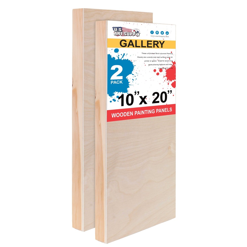 10″ x 20″ Gallery 1-1/2″ Profile Depth Artist Wood Pouring Panel Boards 2 Pack