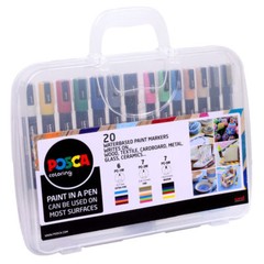 Uni Posca Art Markers Carry Case Pen Set 20 Colours / Sizes : PC-1 PC-3 PC-5