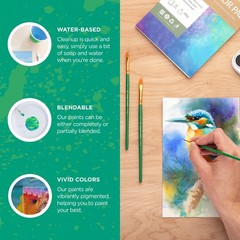 Watercolor Paint Set – 36 Premium Paints – 12 Page Pad – 6 Brushes – Painting…