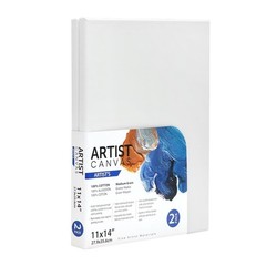 Artist Stretched Canvas, 11″X14″, 2 Pack, 100% Cotton Acid Free, White, Deluxe