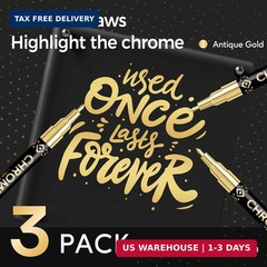 Pagather 3Pcs Chrome Paint Markers, Gold Color Permanent Mirror Liquid Chrome Pe
