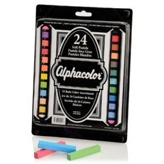 Quartet Alphacolor Soft Square Pastels, Multi-Colored, 24 Pastels per Set